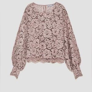 Zara Lace Balloon Sleeve Blouse